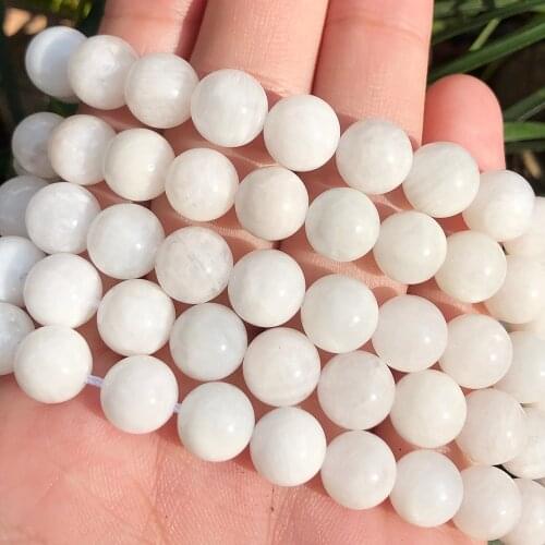 Natural Stone Moonstone Beads Round Smooth Loose Beads 15'Strand 6/8/10mm For Jewelry Making DIY Bracelet Pendant Necklace