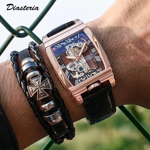 Watch Men Skeleton Automatic Mechanical Watch Mens Top Brand Luxury Watches Simple Hollow Stainless Steel Luminous Hands Watch