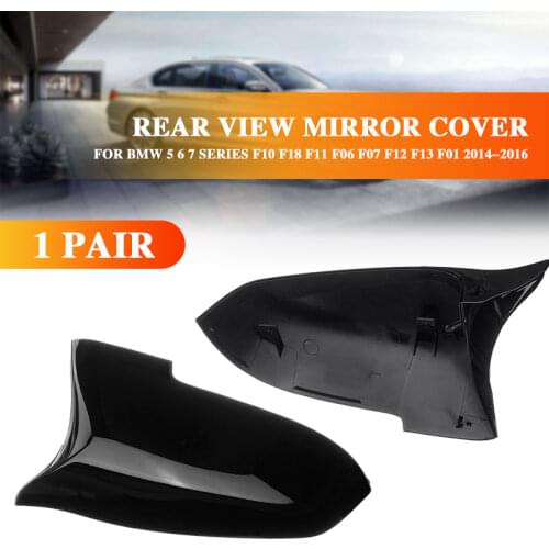 2pcs Gloss Black Mirror Covers Side Rearview Mirror Cover Cap For Bmw 5 6 7 Series F10 F18 F11 F06 F07 F12 F13 F01 2014 2015-16
