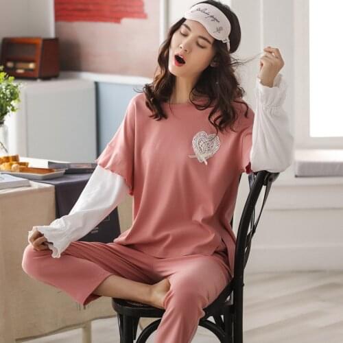 Maternity and nursing set lace peach heart pyjama grossesse ruffles long sleeve nightgown pregnant women sets nursing pajamas