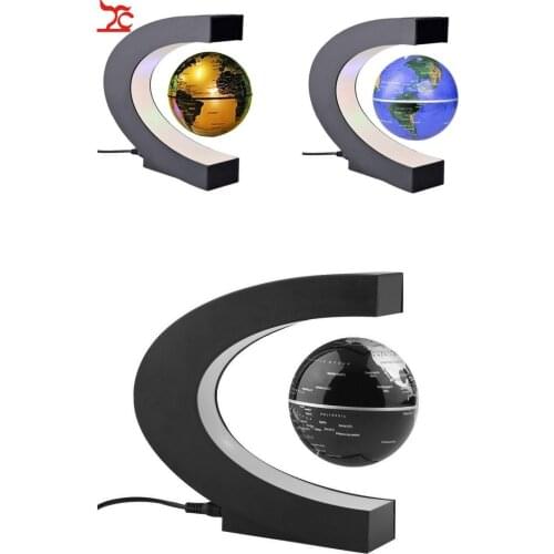 Creative Desk Top Display C Shape LED World Map Decoration Magnetic Levitation Floating Globe Light CI