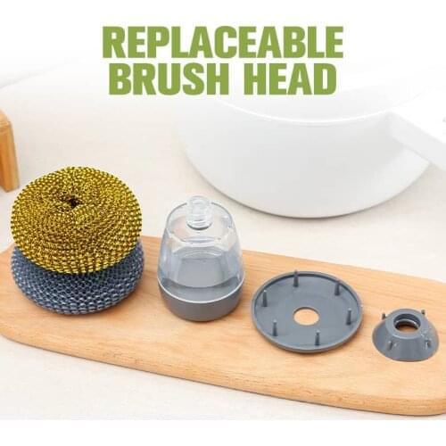 Kitchen Soap Dispensing Palm Brush Washing Liquid Dish Brush Soap Pot Utensils with Dispenser Cleaning Bathroom Cleaning Tools