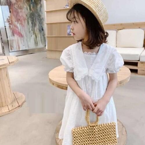 Summer Girls Princess Lace Dress White Puff Sleeve Vestido Kids Party Birthday Wedding Dresses For Girl Baby Toddler Clothes