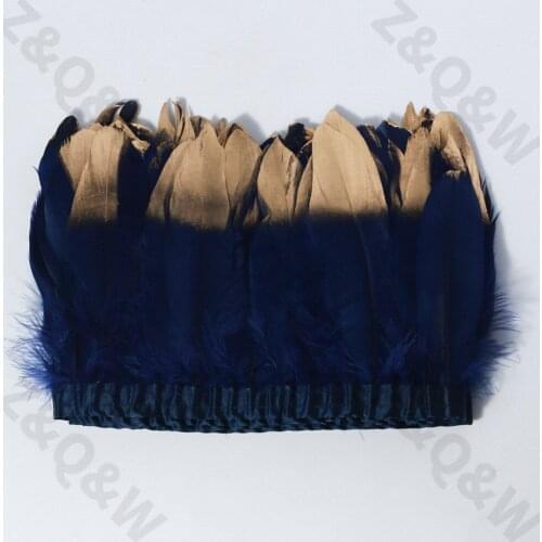 Natural navy blue goose feather spray gold head made of 2meters cloth edge DIY costume costume skirt edge net red wall decoratio