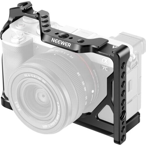 Neewer Camera Cage for Sony Alpha 7C,Aluminum Alloy Rig with Cold Shoe,Arca-Type Base,ARRI Locating Hole and 1/4” & 3/8” Thread