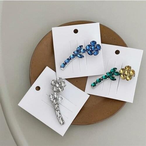 New Korean Fashion Simple Flower Crystal Hairgrips For Women Sweet Girls Hair Clips Hairwear Accessories Jewelry Gifts