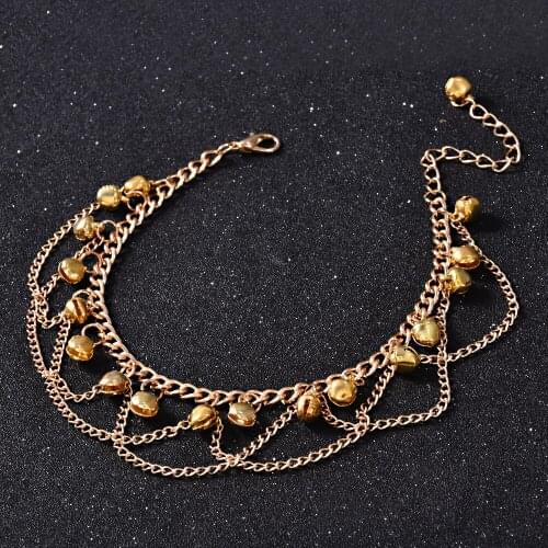 New Women Gril Tassel Chain Bells Sound Gold Metal Chain Anklet Ankle Bracelet Foot Chain Jewelry Beach Anklet Bohemia 2021