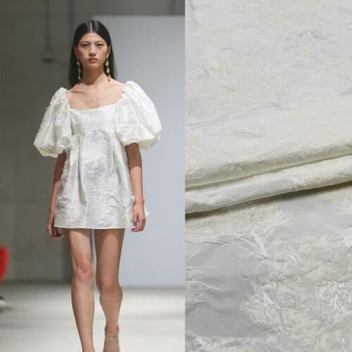 Pure Color Dark Pattern Yarn-dyed Jacquard Fabric Polyester Fiber Fashion Windbreaker Dress Brocade Clothing Fabrics Cloth