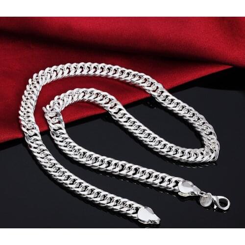 Fashion 925 Sterling Silver Necklaces Charm Jewelry 20/24 Inches 10MM classic mans necklace for Men Party Christmas Gifts