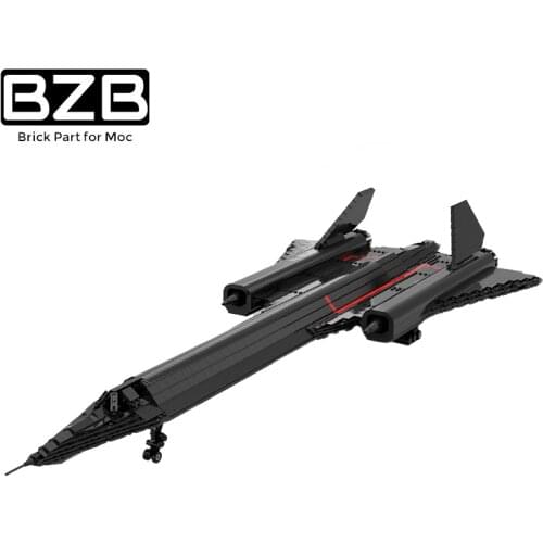 BZB MOC War Interceptor High Speed Strategic Plane Blackbird SR-71 Aircraft Lovers Building Blocks Kids Boys DIY Toys Best Gifts