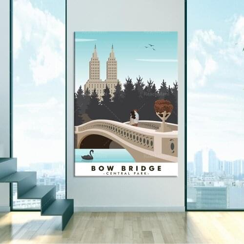 Central Park Travel Poster New York City Poster Bow Bridge