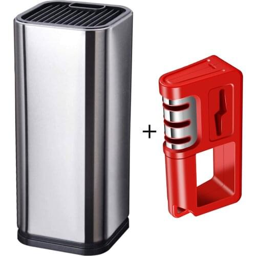 Knife Stand Holder For Kitchen Knife Scissors Stainless Steel Knife Holder Stand Block With knife Sharpener Whetstone Tool
