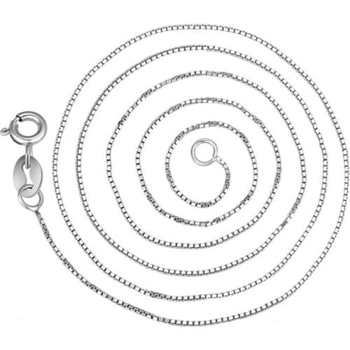 925 Silver Pendant Necklace 18'' Box Chain Women Wedding Pendant Necklace White/Yellow/Rose Gold Box Chain DIY Jewelry