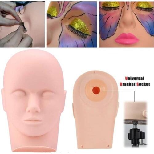 Silicone Esthetics Mannequin Head Rubber Practice Training Fake Head Cosmetology Face Head for Eyelashes Makeup Practice Head