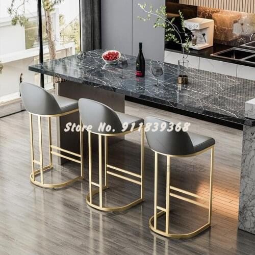 Nordic Bar Chair Bar Chair Combination Domestic Bar Stool High Stool Gold Simple Leisure Metal Modern Chair