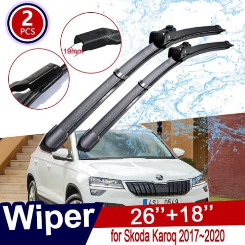 For Skoda Karoq 2017~2020 2018 2019 Front Windscreen Windshield Wipers Car Accessories Car Wiper Blades Stickers