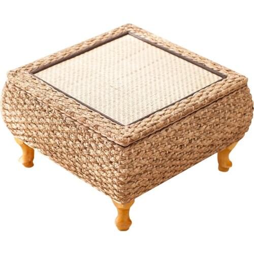 Rattan Japanese style bay window table and stool 3 sets of combination garden tea table low table balcony straw coffee table