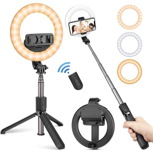 Tripod Cellphone Tripod Live Broadcast Ring Fill Light Fold Selfie Stick Portable Dimmable Folding Fill Light Storage Stand