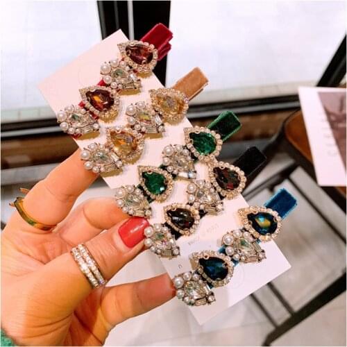 Hair Clip Hairpin For Women Girl Velvet Rhinestone Pearl Geometric Korean Handmade Fashion Head Accessories Mujer Wholesale