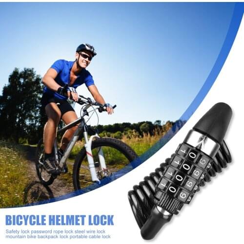 Bicycle Helmet Backpack Lock Durable Practical Multi-functional 4 Digit Combination Steel Wire Cable Lock for MTB