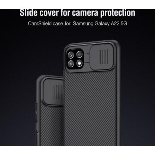 Camera Protection Case for Samsung Galaxy A22 5G NILLKIN CamShield Hard Plastic Slide Back Cover Case for Samsung A22 5G