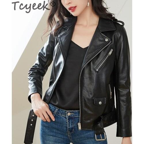 Tcyeek Winter Genuine Leather Jacket Women Real Cow Leather Coat Female Biker Montone Jackets Vintage Korean Clothes Hiver 1915