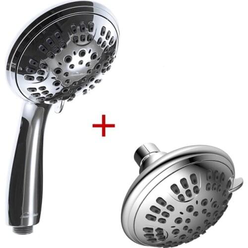 1set High Pressure Shower Head ABS Material Bathroom Accessories Rainfall Shower Water Saving Chrome Hand Shower Head 6 Funtions