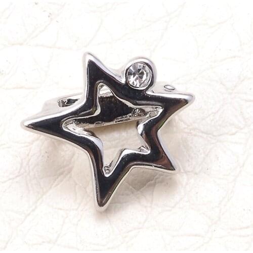 12pcs Crystal star 925 silver charms for Women wrap bracelets high quality star slide charm Beads for poesy DIY Jewelry