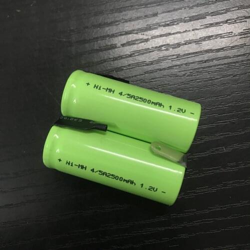 2PCS 1.2V Rechargeable 4/5A battery 2500mah 17430 4/5 A ni-mh nimh cell with welding tabs for Braun Oral-B electric toothbrush