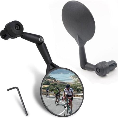 2 pcs Universal Rotate Cycling Bike Handlebar Rear View Rearview Mirror Glass Flexible Adjustable Handlebar Convex View Mirror