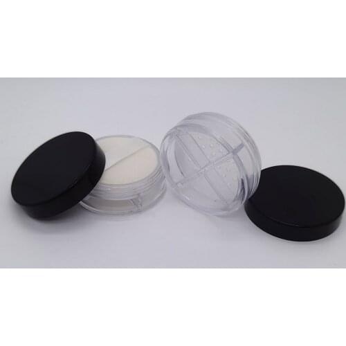 24 X 10g Travel PP Powder Sample Jar With Pancake Make-up 1/3OZ 10CC Transparent Powder Case with Puff cake