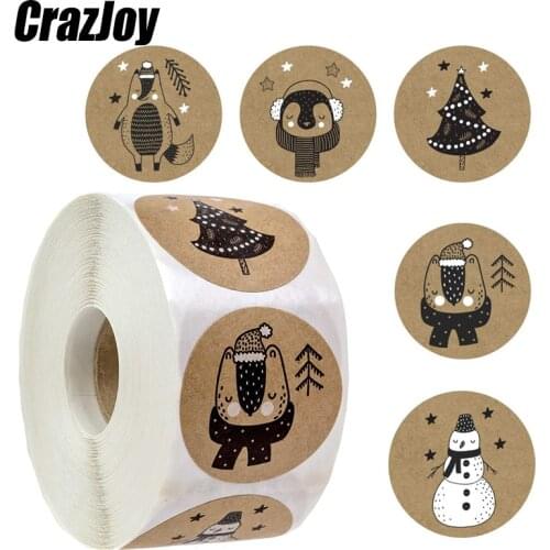 500pcs Round Christmas Stickers roll Santa cute vintage party Package Envelope Gift Card Label Sealing Decor For Reward Kid toys