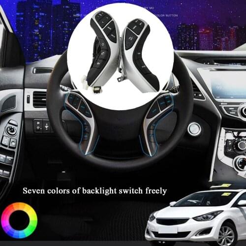 7 colors backlight free switching Steering wheel Button For Hyundai Elantra 12-15 Year I30 Audio Phone Bluetooth Cruise Control