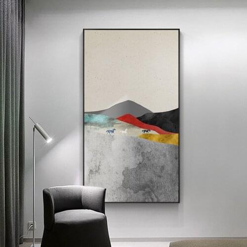Abstract Canvas Painting Modern Landscape Mountain Nordic Prints Posters Wall Art Pictures For Porch Living Room Bedroom Decor