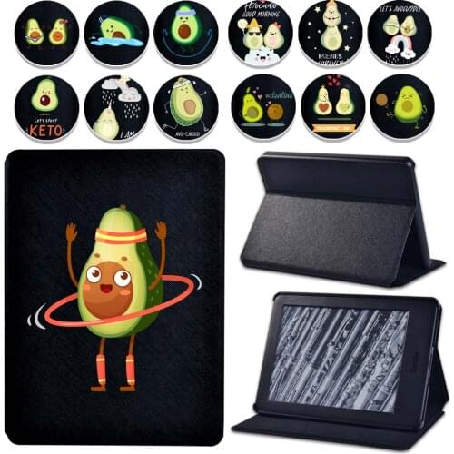 Cute Cartoon Avocado Leather Tablet Case or Amazon Kindle (8th/10th Gen)/Paperwhite1/2/3/4/ Foldable Flip Soft Shell 6 Inch