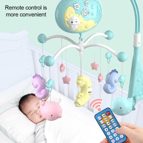 Baby Music Bed Bell Projector Remote Control Timing Lights Anti-skid Rotating Music Box Newborn Rattle Educational Toys