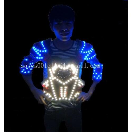 DHL Free Shipping Flashing Glowing LED Robot Luminous Costumes Armor Clothing/ Light Suits For Dancing Stage Ballroom Dance Wear