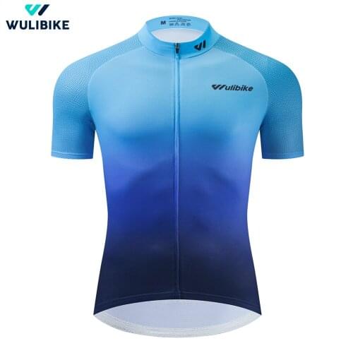 Wulibike Cycling Jersey Mens Quick Dry Short Sleeve Bicycle T Shirt Summer Anti-UV Bike Sport Top Cycling Uniforms for Man