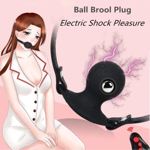 Electric Shock Mouth Plug Built-in Steel Ball Mouth Gag Mouth Stuffed BDSM Slave Restraints Adult Game DeepThroat Expand Sex Toy