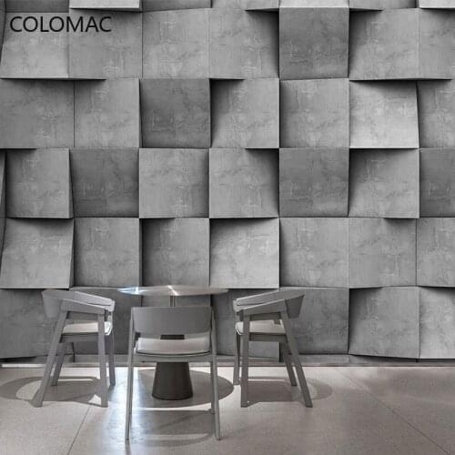 Colomac Custom 3D Gray Cement Brick Wallpaper Bedroom Background Wall Restaurant Industrial Style Mural Room Decor Drop Shopping