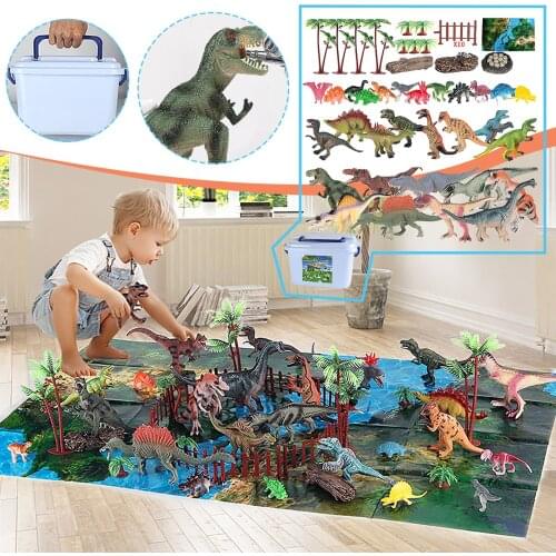 52pcs Dinosaurs playset toy Animal Dino world with play mat Jungle Set T Rex dinosaurs Figure Educational Boys Children Toys