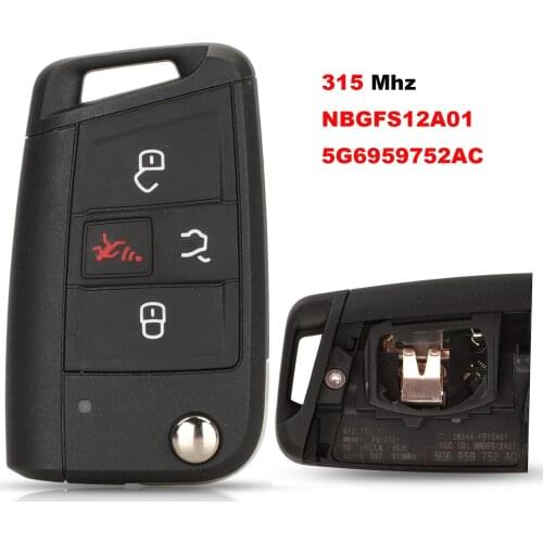 Jingyuqin Original Remote Car Key For Vw Volkswagen Golf 7 315Mhz 5G6959752AC NBGFS12A01 4 Buttons With Blade