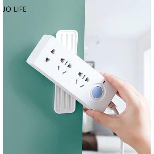 JO LIFE Self Adhesive Socket Fixer Holder Wall Mounted Seamless Power Strip Plug Board Holder Storage Rack