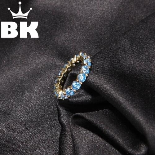 The Hiphop A row of Polygonal Zircon Crystal Circle Round Engagement Band Rings For Men Women Valentines Day Gift