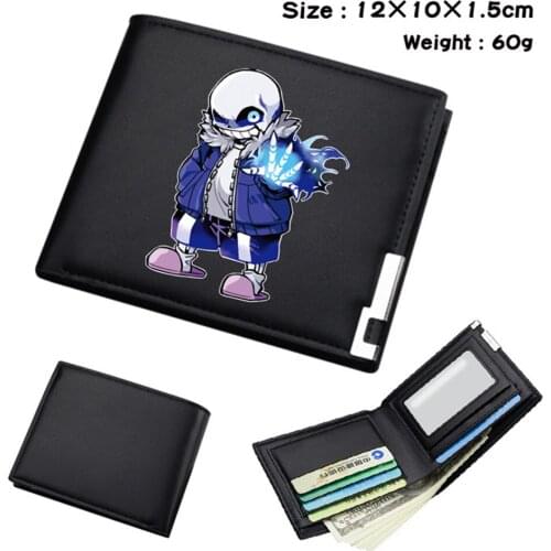 Game Undertale Short Student Wallet Otaku Bifold PU Purses Black Photo Passcard Card Holder Mens Womens Leather Wallets