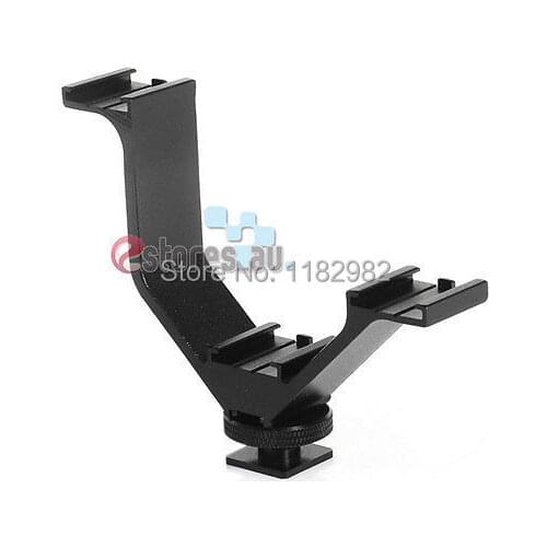 Flash Bracket V-Shape 10.5cm Flash Wide Metal Triple Hot Shoe Bracket For Photography DSLR Micophone