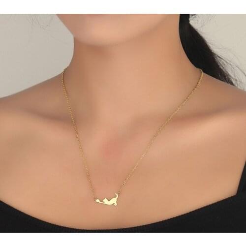 Cute Stailess Steel Cat Pendant Necklaces for Girls Kids Kitty Playing a ball Choker Lovely Animal Jewelry Gift