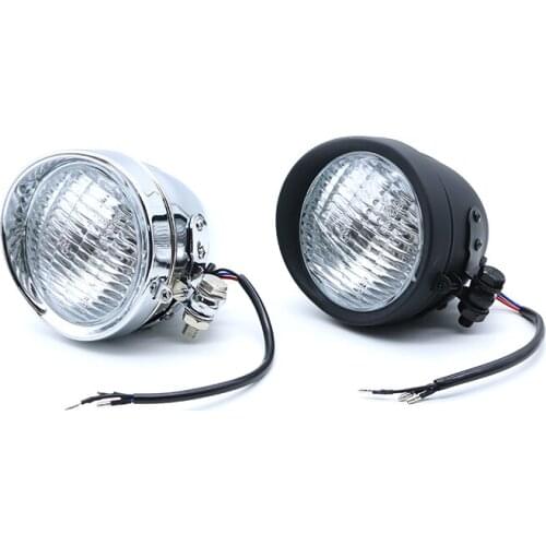 Motorcycle Black / Chrome Bullet Headlight Head lamp For Harley Honda CBR Yamaha Suzuki Kawasaki Custom