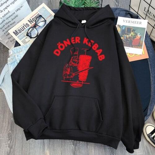 Man Hoodies Pocket Long Sleeve Sweatshirts Doner Kebab Print Casual Loose Fleece Streetwear Hoody Women Fashion Harajuku Clothes