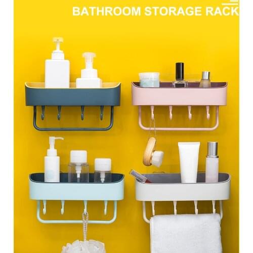 Shower Caddy Adhesive Bathroom Shelf Organizer Wall Mounted Shower Rack Basket Plastic Soap Dish Holder for Bathroom Kitchen